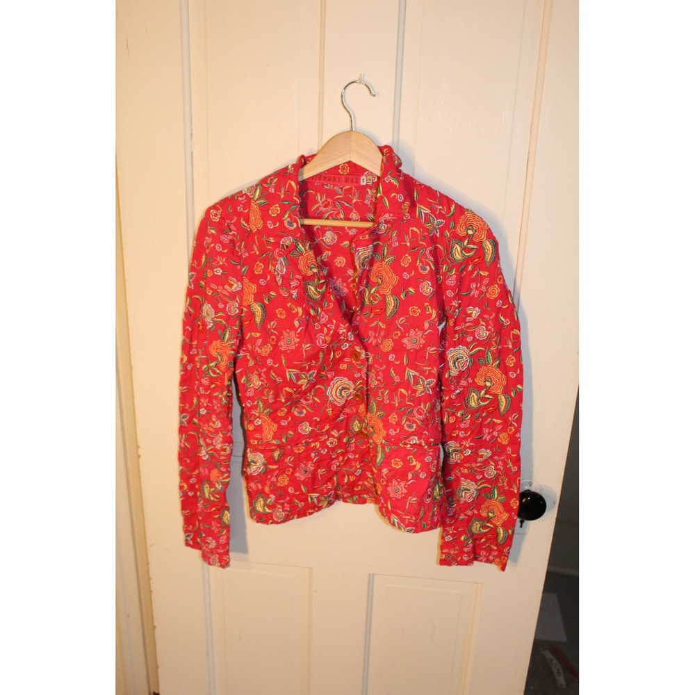 Johnny Was Floral Print Blazer Jacket Red Orange Flowers XS Womens‎